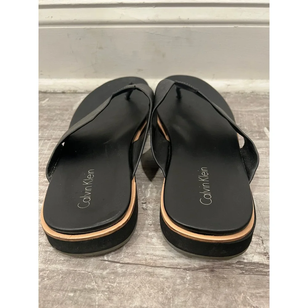 Calvin Klein Thong Sandals Mens Black Sandals Deano Style Flip Flops Size 11